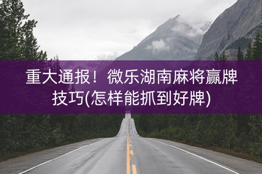 2分钟秒懂！微乐湖南麻将赢牌技巧(能设置输赢吗)